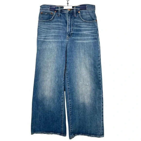 Madewell Wide Leg Crop Blue Denim Retro Stretch Cotton Jeans Women’s 28 - Picture 7 of 15
